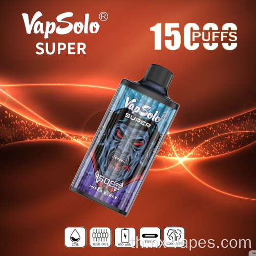 บุหรี่อิเล็กทรอนิกส์ดั้งเดิม Vapsolo Super 15000 Puffs Wholesale